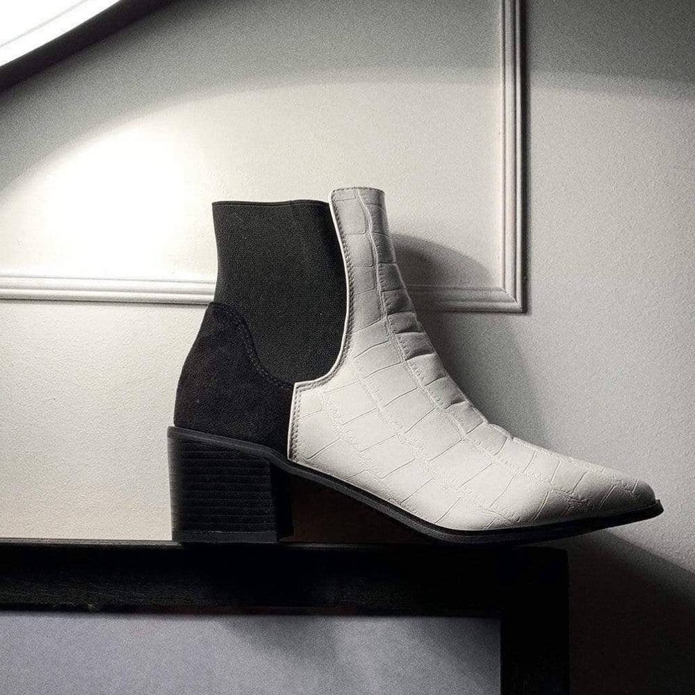 NWT Lolita blk/wht mix ankle booties